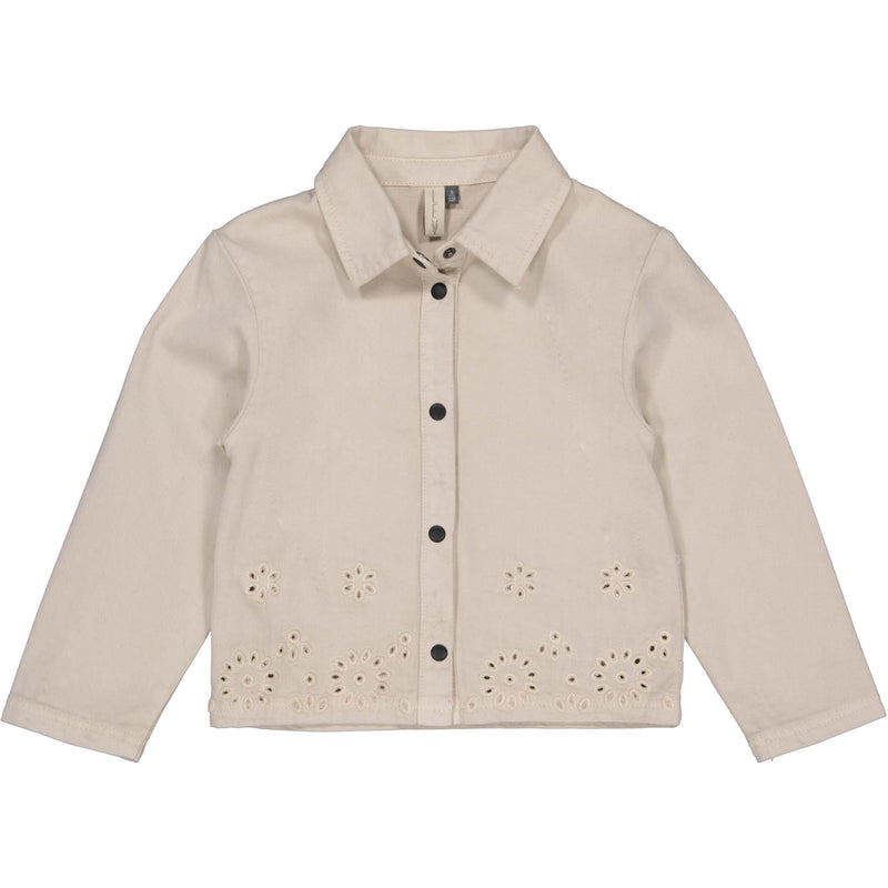Meisjes Jacket BLOEM van Little Levv in de kleur Cream in maat 128.