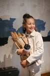 Meisjes Jacket BLOEM van Little Levv in de kleur Cream in maat 128.