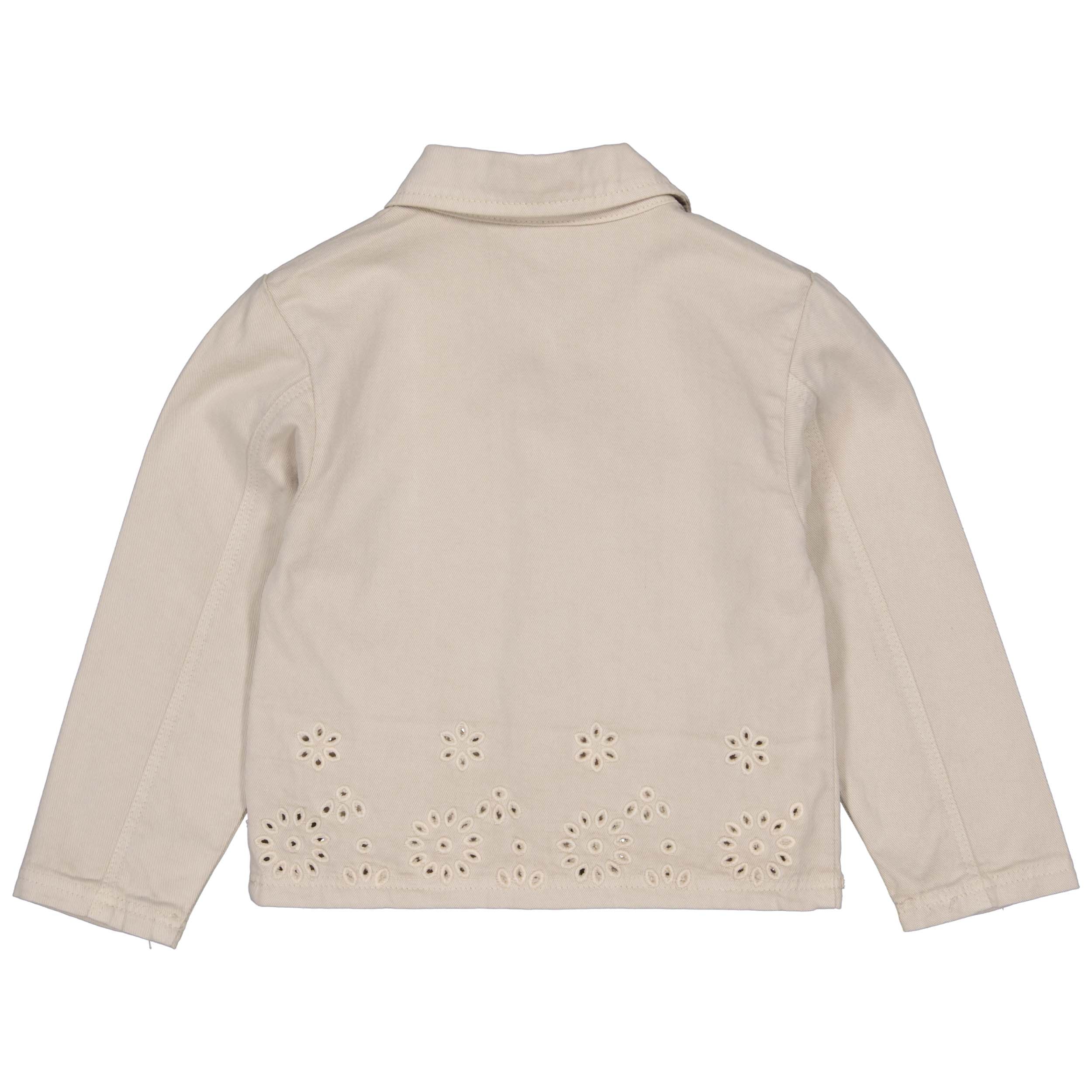 Meisjes Jacket BLOEM van Little Levv in de kleur Cream in maat 128.