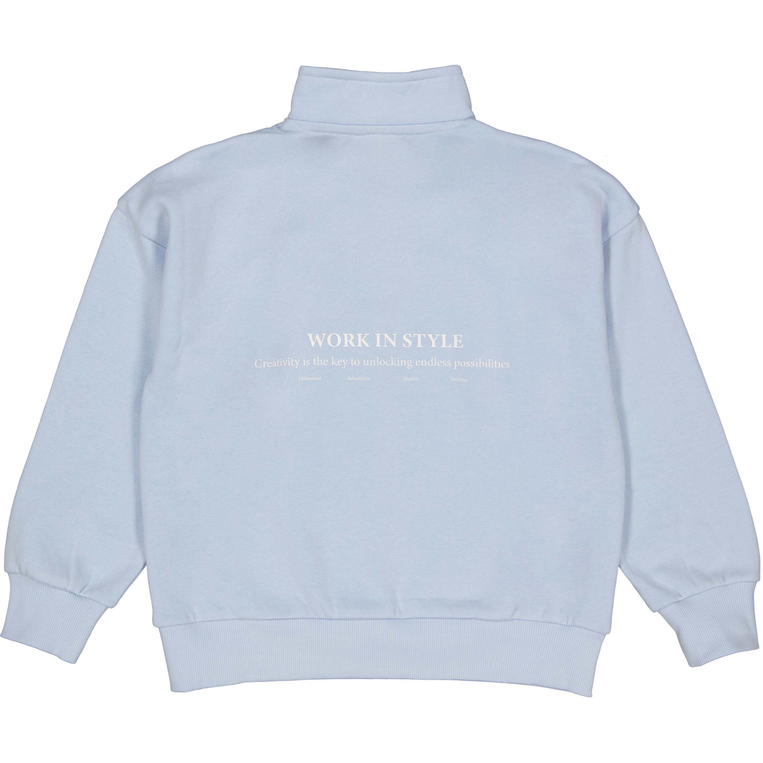 Jongens Sweater Zip BOANN van Little Levv in de kleur Vintage Blue in maat 128.