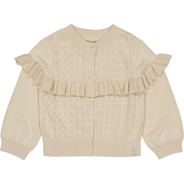 Meisjes Knitted Cardigan BIIJKE van Little Levv in de kleur Cream in maat 128.
