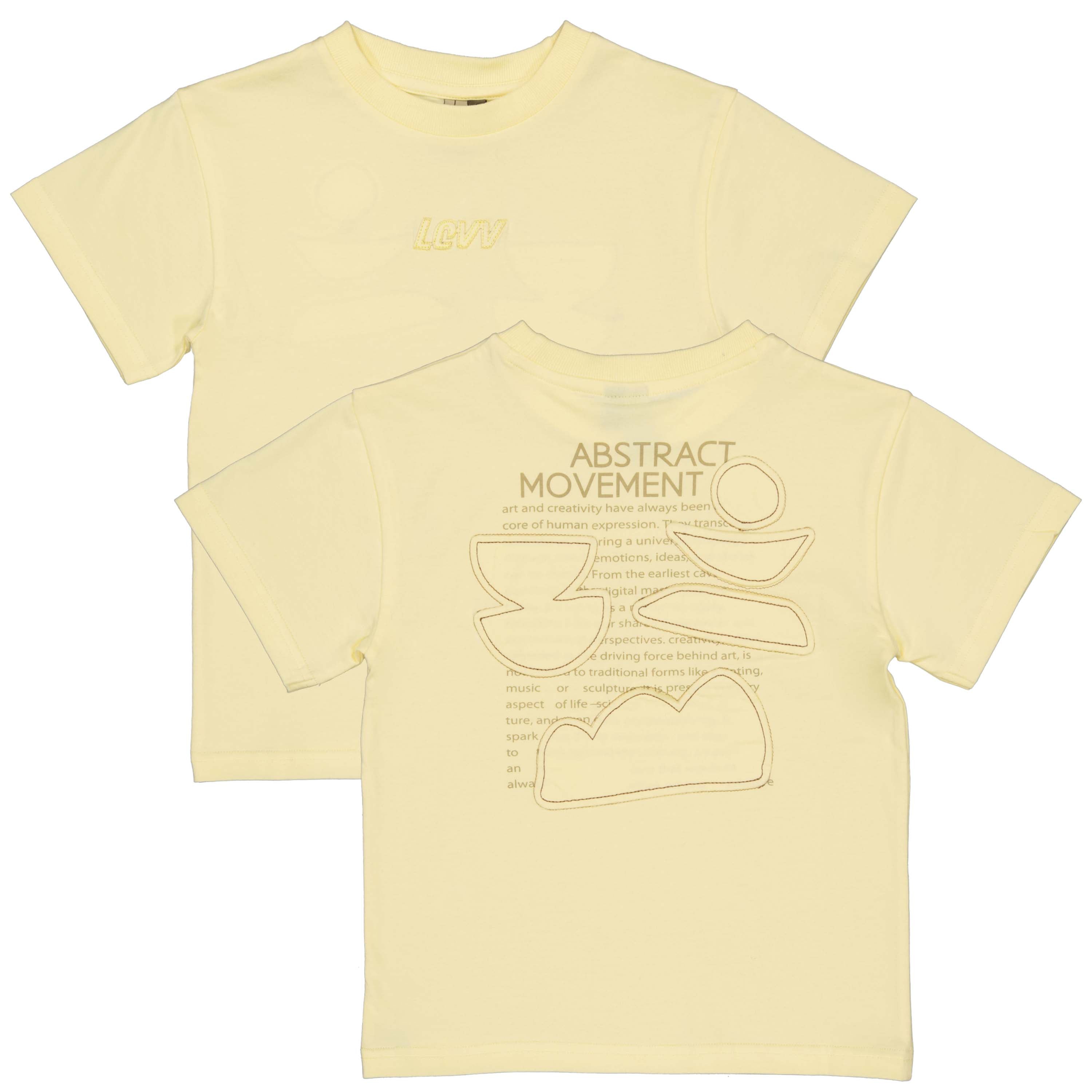 Jongens T-Shirt BART van Little Levv in de kleur Pastel Yellow in maat 128.