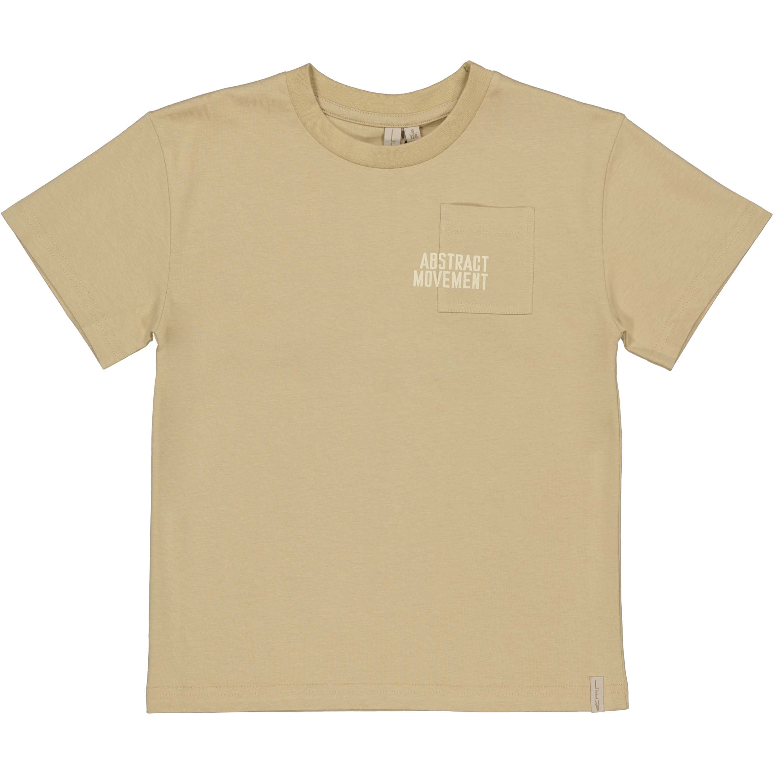 Jongens T-Shirt BEER van Little Levv in de kleur Light Sand in maat 128.