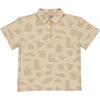 Jongens Polo AOP BERTUS van Little Levv in de kleur AOP Sand Graphic in maat 128.