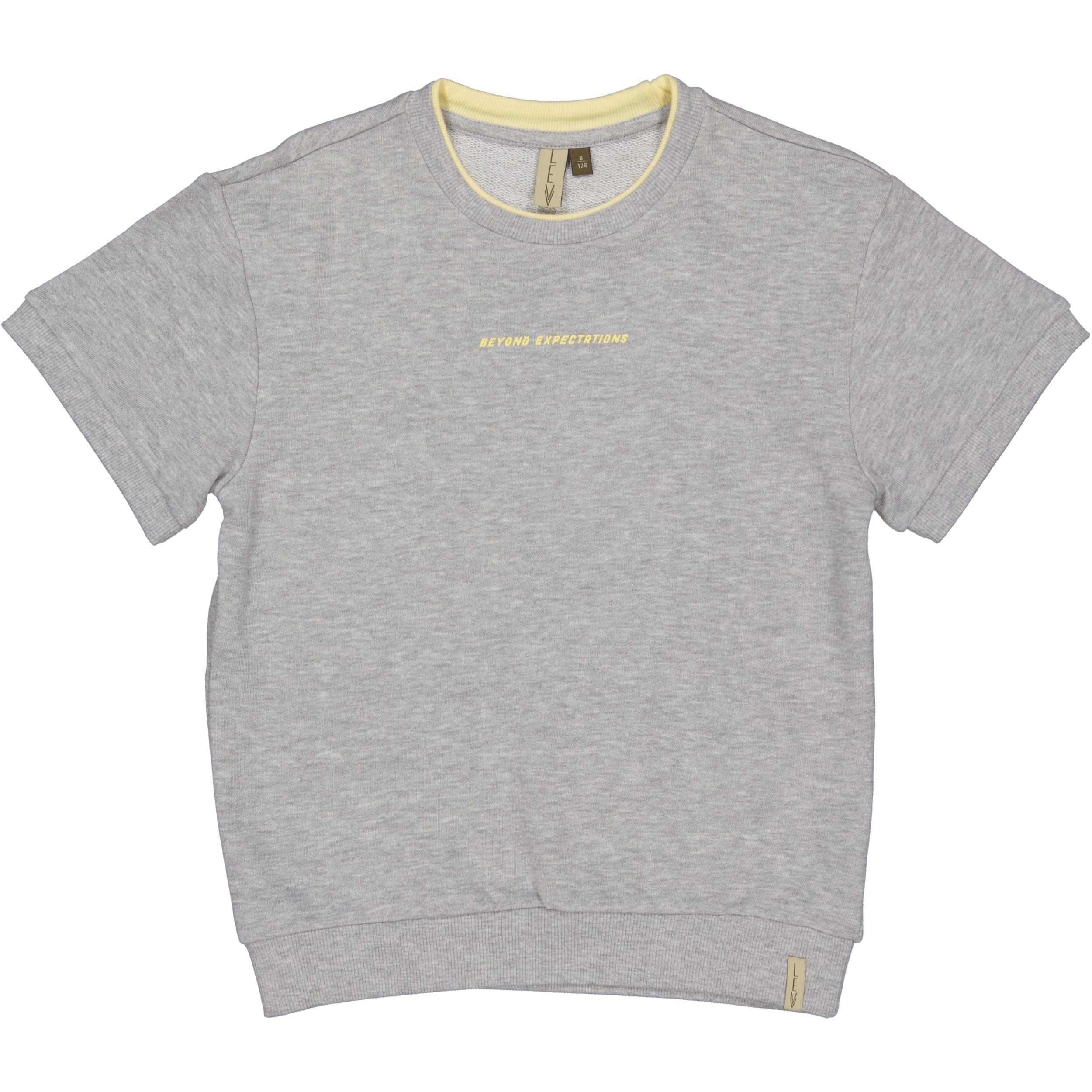 Jongens Sweater SS BINK van Little Levv in de kleur Grey Melee in maat 128.