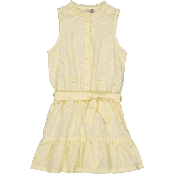Meisjes Dress BECKY van Little Levv in de kleur Bright Yellow in maat 128.