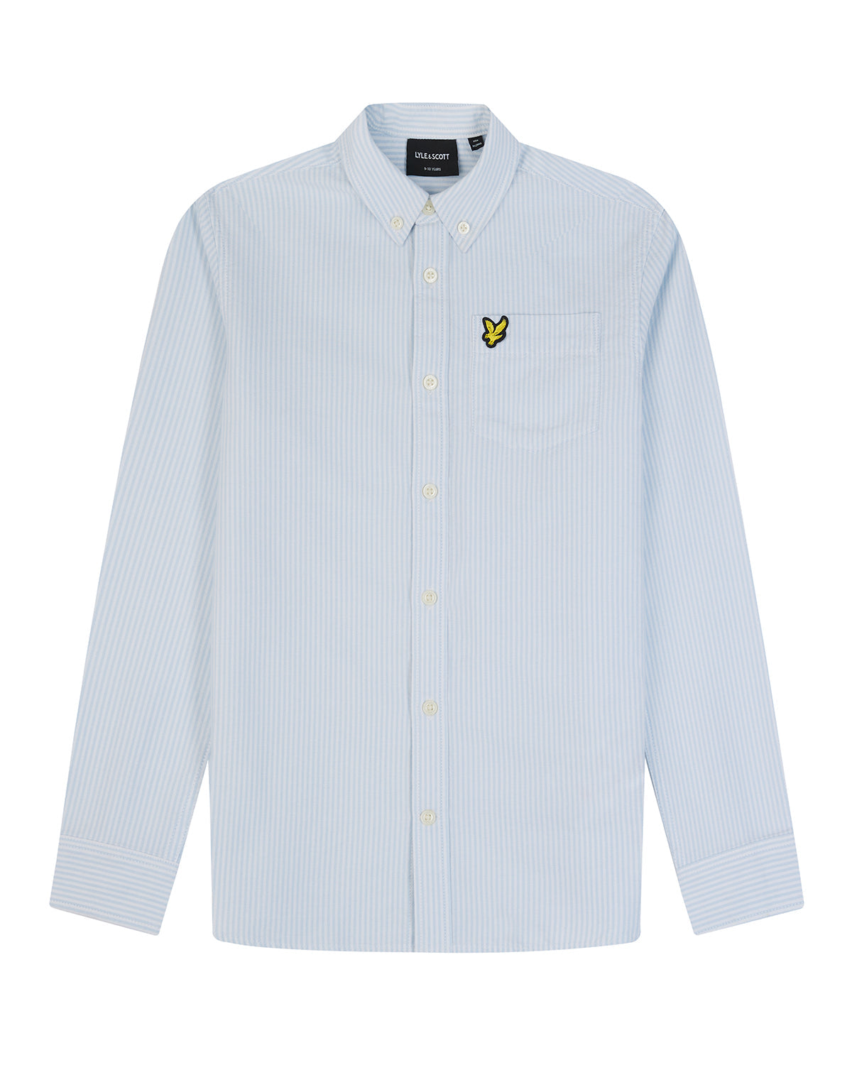 Jongens Stripe Oxford Shirt van Lyle & Scott in de kleur W490 Light Blue/ White in maat 170-176.