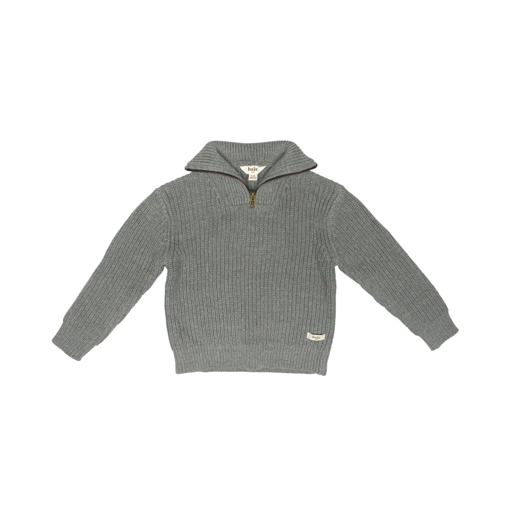 Baje Studio Lennox knit zipper pullover grey dark