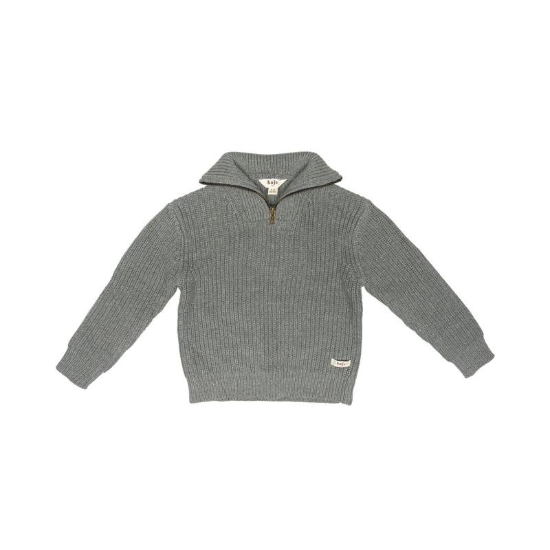 Baje Studio Lennox knit zipper pullover grey dark