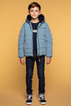 Jongens Boys Jacket Puffer van Moodstreet in de kleur Ice Blue in maat 122-128.