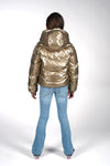 Meisjes JESSE shiny wavy-quilt jacket van Moodstreet in de kleur Gold in maat 134-140.