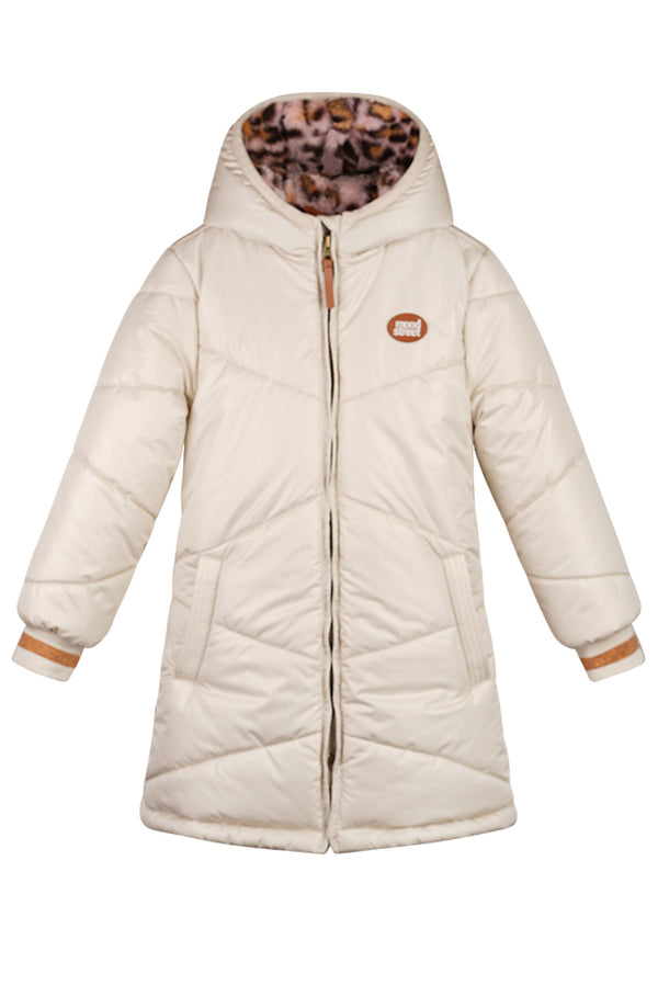 Meisjes JAIRA dull quilted parka van Moodstreet in de kleur Winter White in maat 146-152.