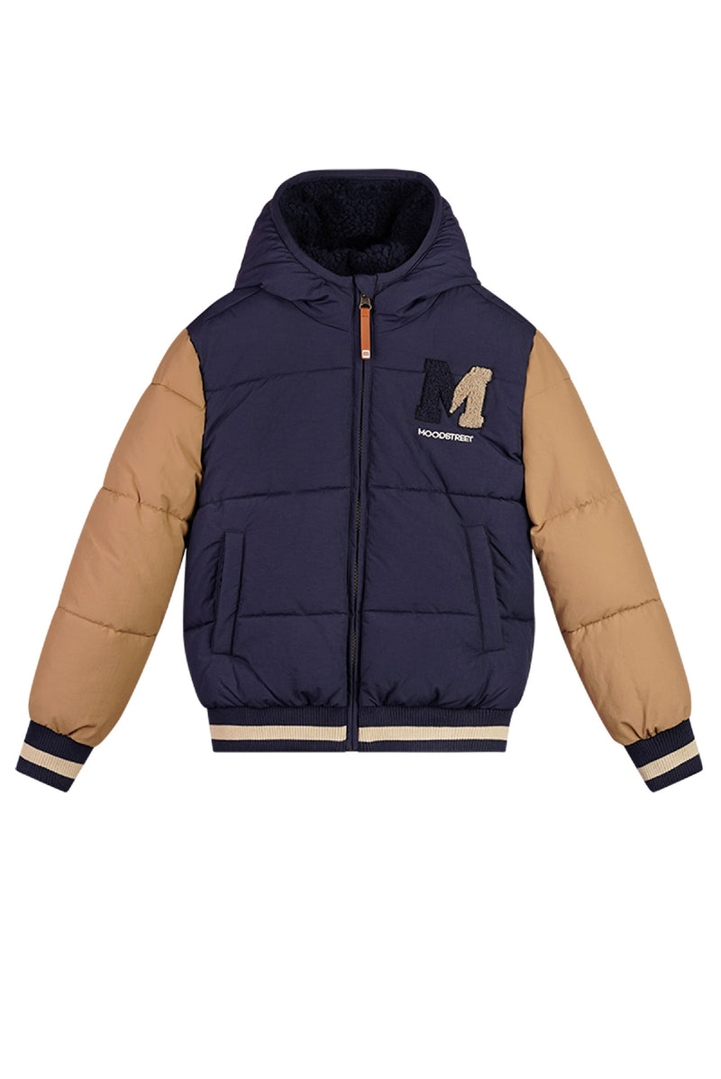 Jongens JERICHO winter baseball jacket van Moodstreet in de kleur Navy in maat 146-152.