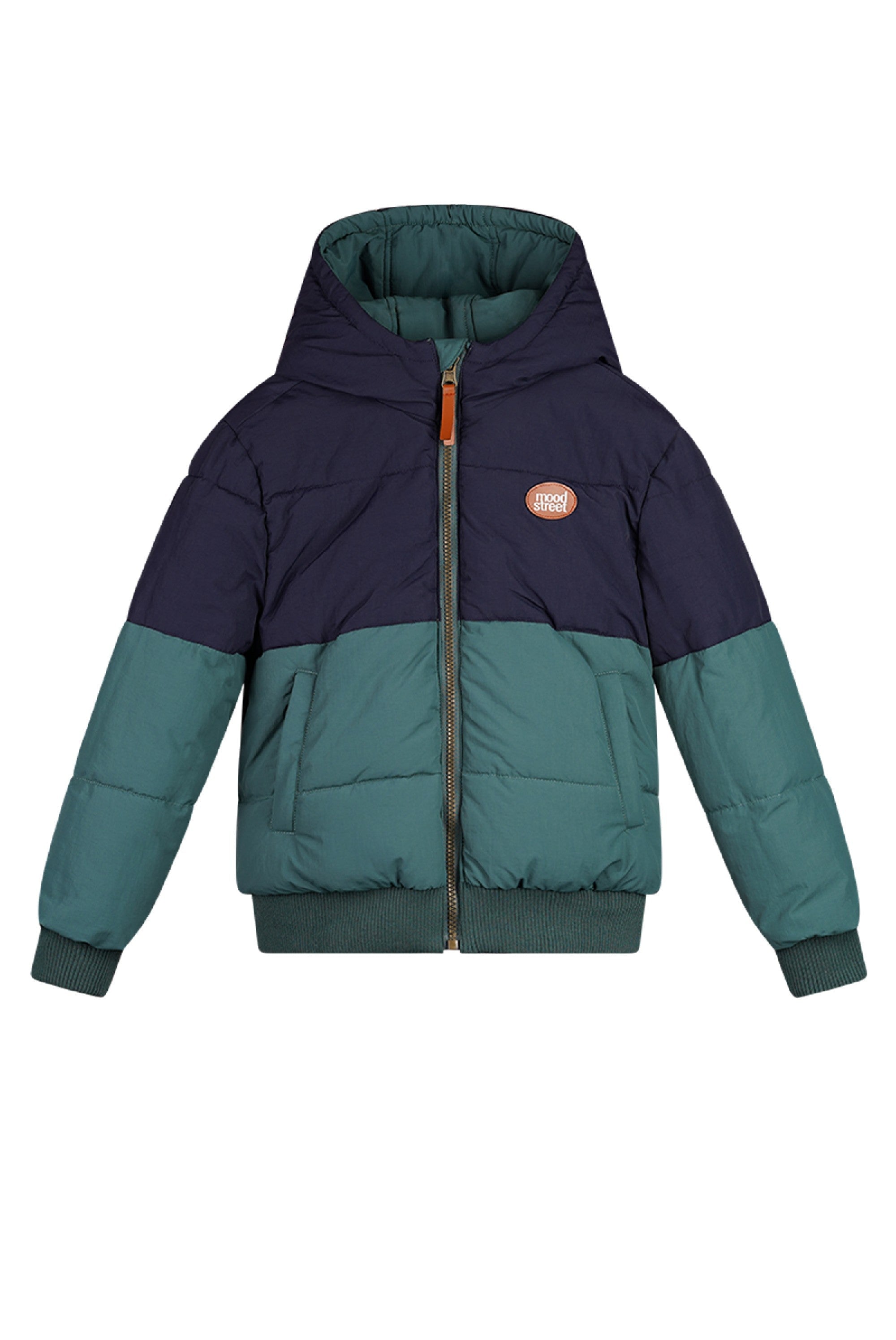 Jongens JAMIE reversible jacket van Moodstreet in de kleur Rainforest in maat 146-152.