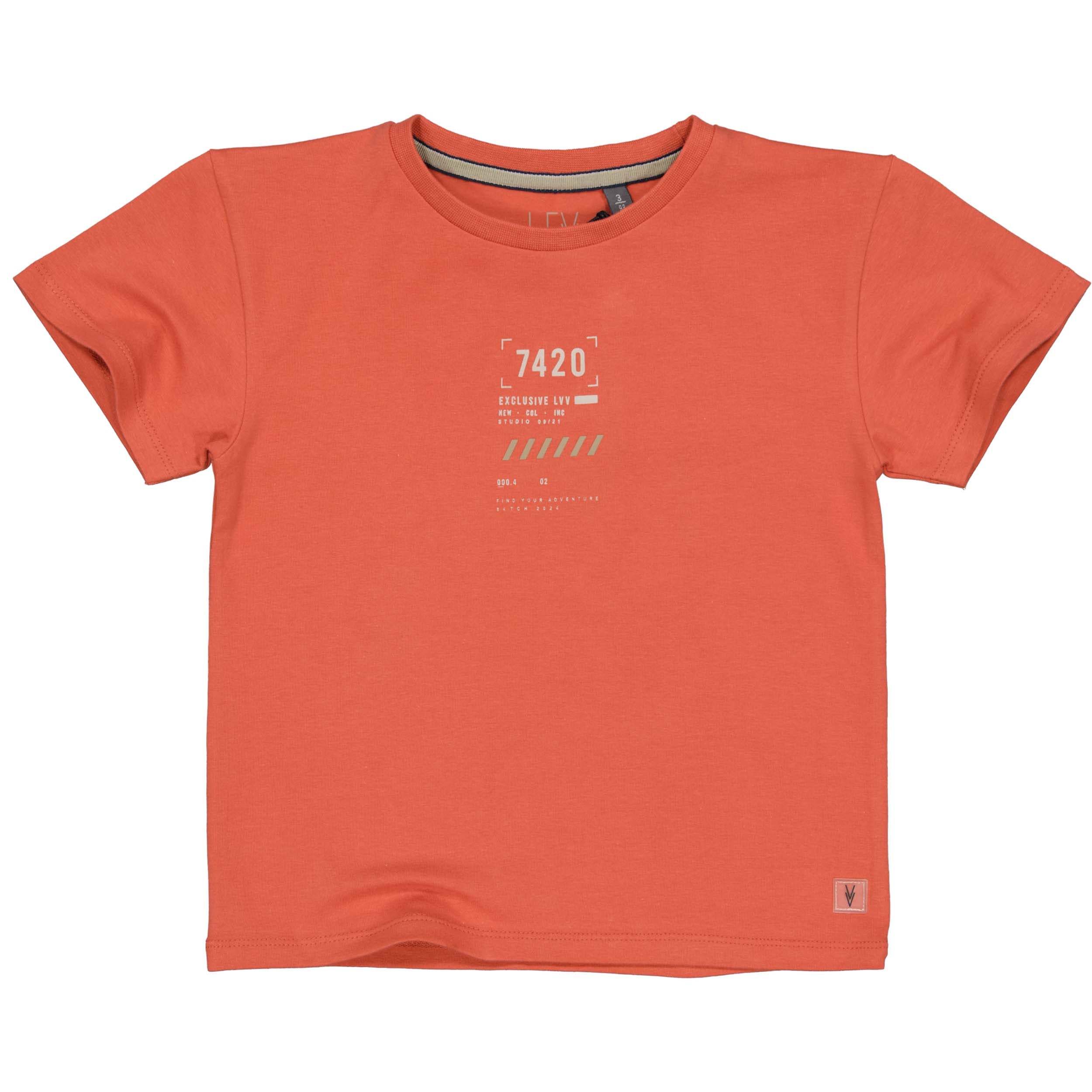 Jongens Oversized Shortsleeve MACELS241 van Little Levv in de kleur Orange Red in maat 128.