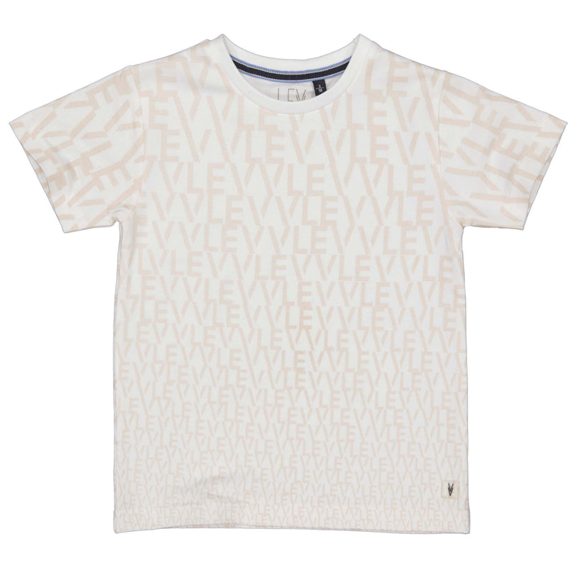 Jongens Shortsleeve MARKLS242 van Little Levv in de kleur AOP White Text in maat 128.