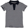 Jongens Polo MARLONLS242 van Little Levv in de kleur AOP Blue Stripe in maat 128.
