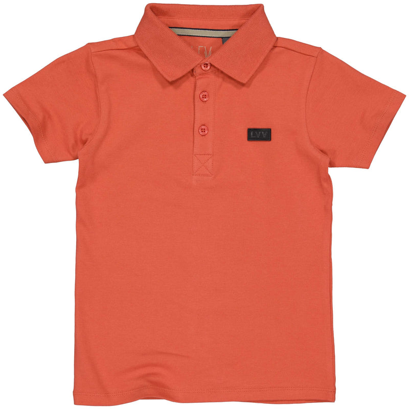 Jongens Polo MATEOLS241 van Little Levv in de kleur Orange Red in maat 128.
