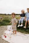 Jongens Blouse MAUROLS242 van Little Levv in de kleur Taupe in maat 128.