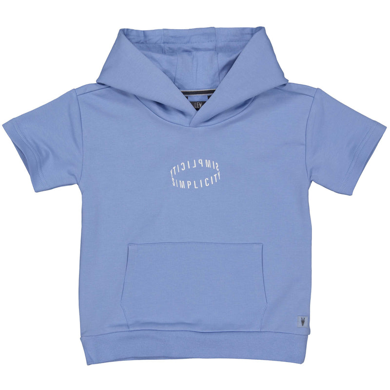 Jongens Shortsleeve Sweater MELLELS242 van Little Levv in de kleur Mid Blue in maat 128.
