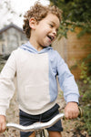 Jongens Hooded Sweater MICALS242 van Little Levv in de kleur Kit in maat 128.