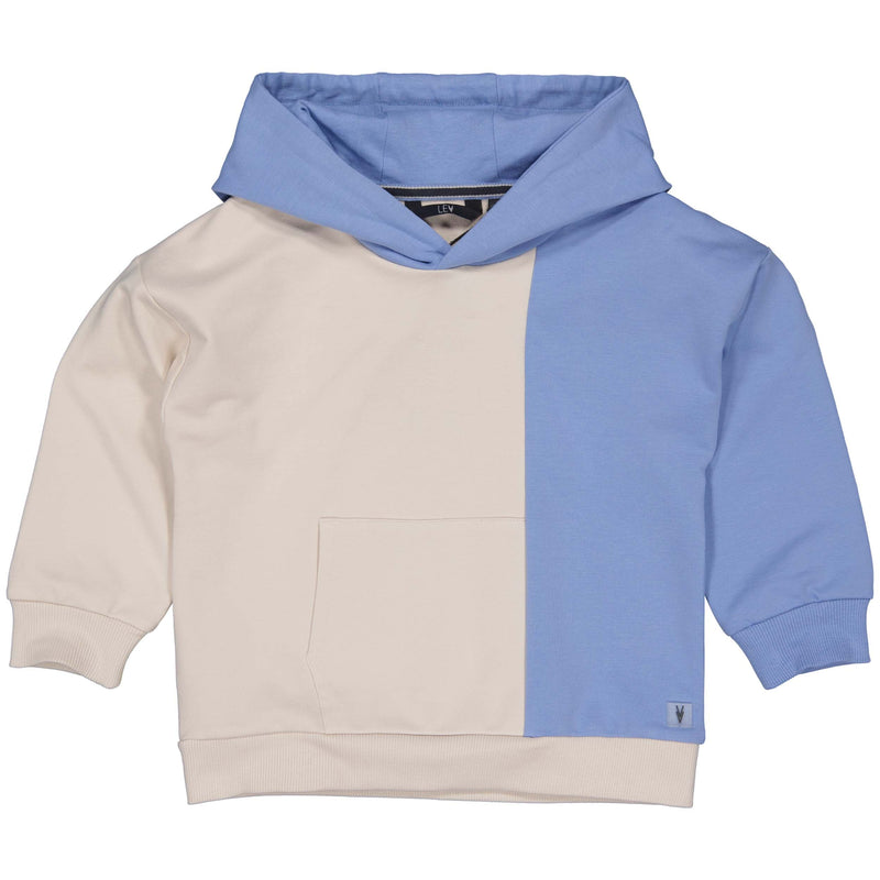 Jongens Hooded Sweater MICALS242 van Little Levv in de kleur Kit in maat 128.