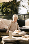 Jongens Hooded Sweater MICKLS241 van Little Levv in de kleur Taupe in maat 128.