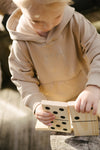 Jongens Hooded Sweater MICKLS241 van Little Levv in de kleur Taupe in maat 128.