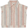 Meisjes Blouse MIEPLS241 van Little Levv in de kleur AOP Taupe Stripe in maat 128.