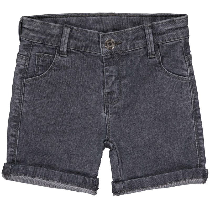 Jongens Jeans short MINOLS243 van Little Levv in de kleur Light Grey Denim in maat 128.