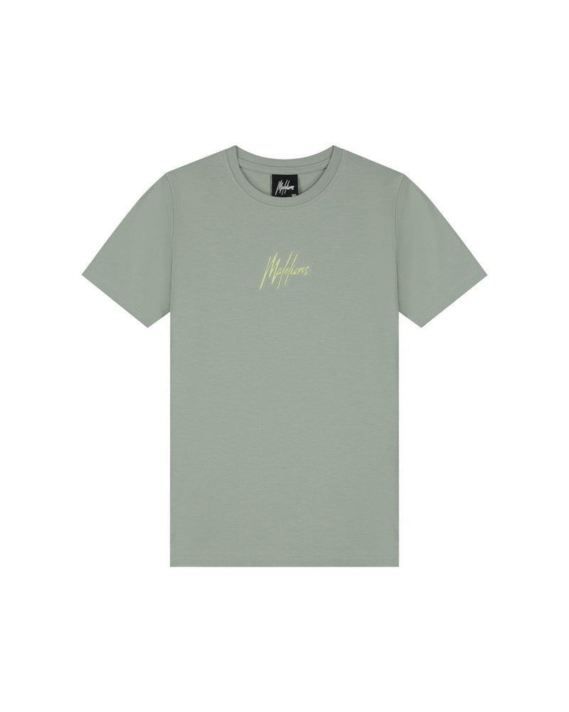 Jongens Malelions Junior Striped Signature T-Shirt van Malelions in de kleur Agave Green in maat 176.