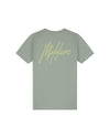 Jongens Malelions Junior Striped Signature T-Shirt van Malelions in de kleur Agave Green in maat 176.