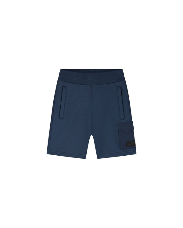 Jongens Malelions Junior Nylon Pocket Shorts van Malelions in de kleur Navy in maat 176.