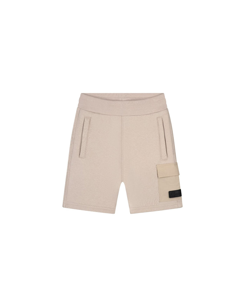 Jongens Malelions Junior Nylon Pocket Shorts van Malelions in de kleur Taupe in maat 176.