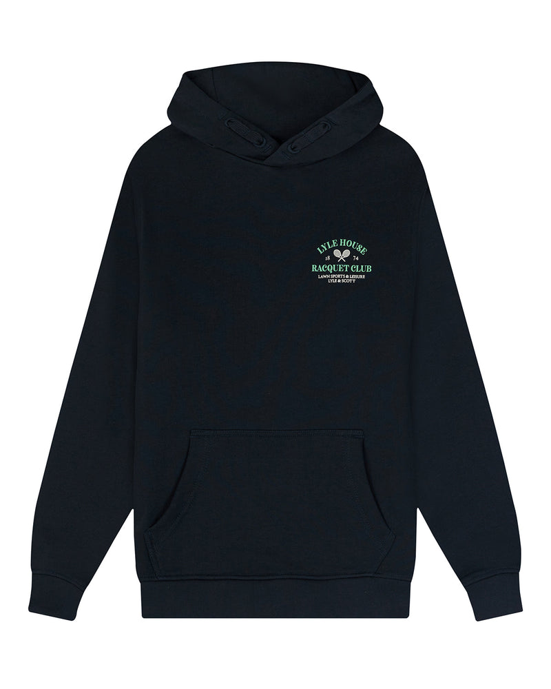Jongens Racquet Club Graphic Hoodie van Lyle & Scott in de kleur Z271 Dark Navy in maat 170-176.
