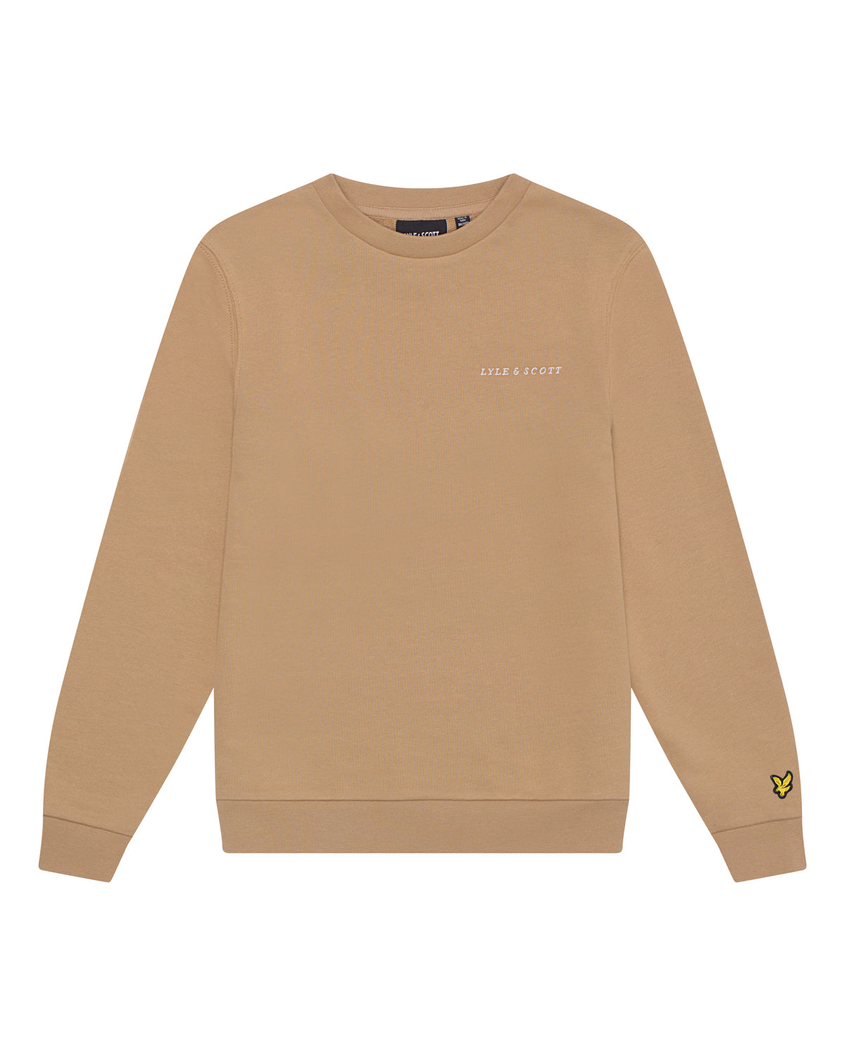 Jongens Script Crew Neck Sweatshirt van Lyle & Scott in de kleur Sand Storm in maat 170-176.