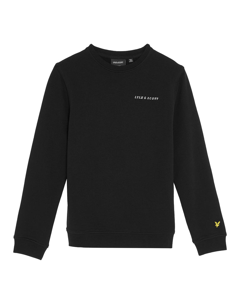 Jongens Script Crew Neck Sweatshirt van Lyle & Scott in de kleur Z865 Jet Black in maat 170-176.