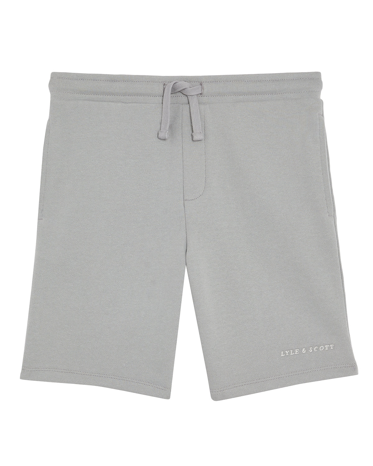 Jongens Script Embroidered Sweat Short van Lyle & Scott in de kleur X570 Grey Mirage in maat 170-176.