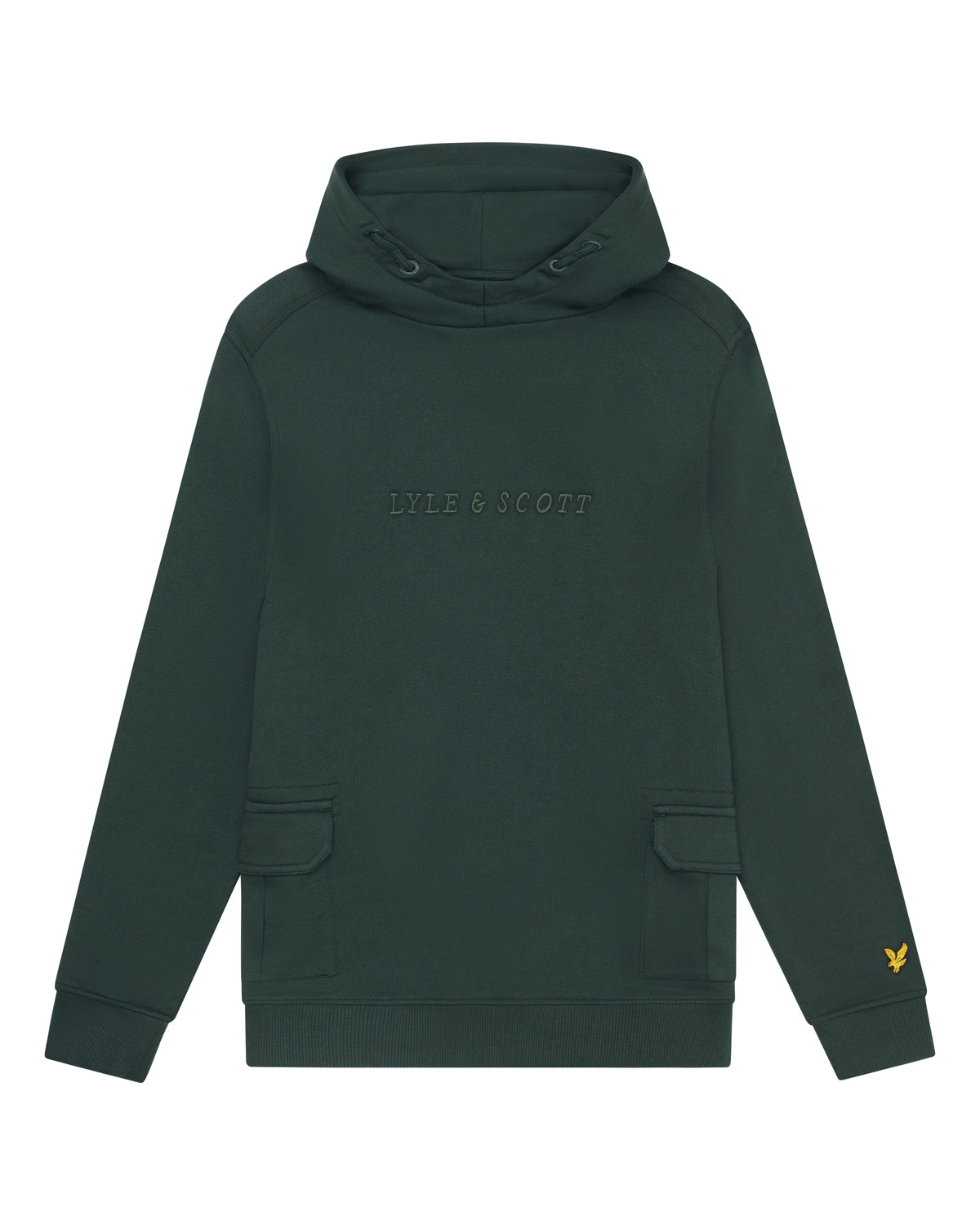 Jongens Cargo Pocket Hoodie van Lyle & Scott in de kleur Argyle Teal in maat 170-176.