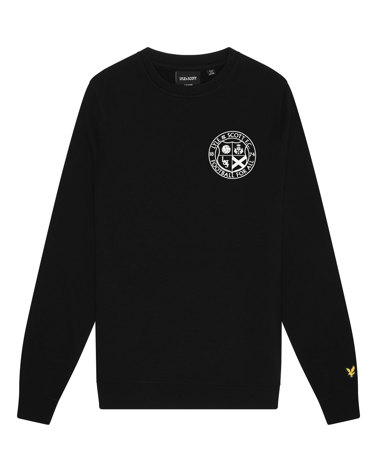 Jongens Football Logo Crew Neck Sweatshirt van Lyle & Scott in de kleur Jet Black in maat 170-176.