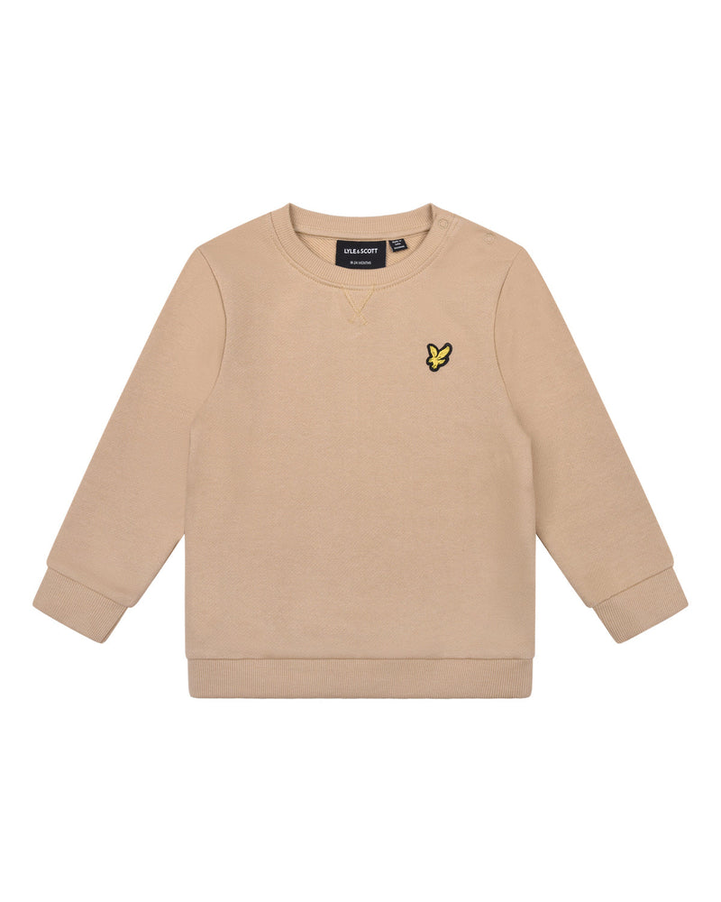 Jongens Crew Neck Sweatshirt van Lyle & Scott in de kleur Sand Storm in maat 92-98.