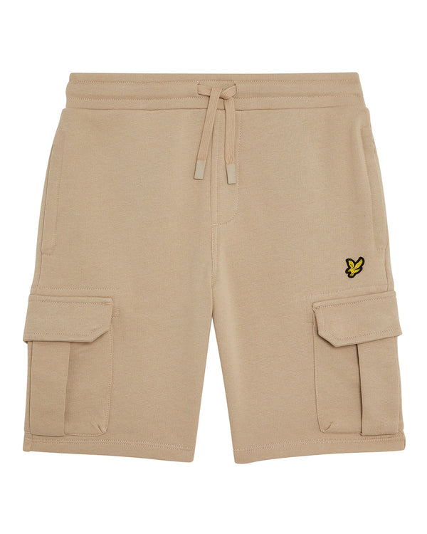 Jongens Cargo Sweat Short van Lyle & Scott in de kleur Z151 Stone in maat 170-176.