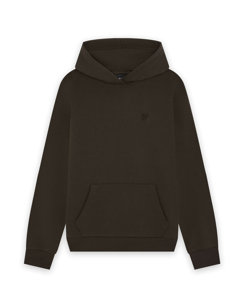 Jongens Heavy Weight Drop Shoulder Hoodie van Lyle & Scott in de kleur Y176 Ebony in maat 170-176.