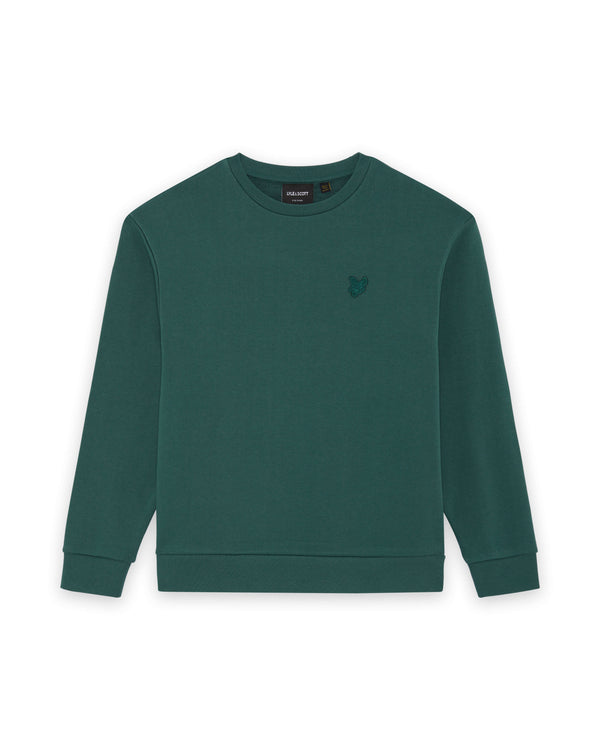 Jongens Heavy Weight Drop Shoulder Crew van Lyle & Scott in de kleur Everglade in maat 170-176.