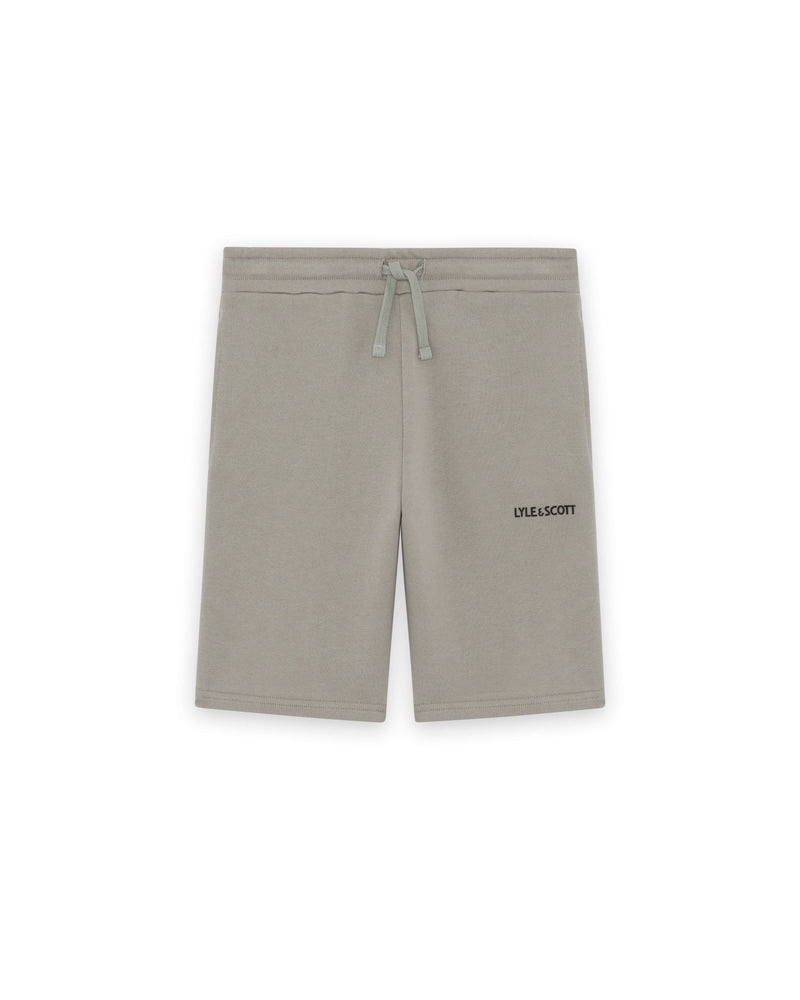 Jongens Logo Print Sweat Short van Lyle & Scott in de kleur Cold Grey in maat 170-176.