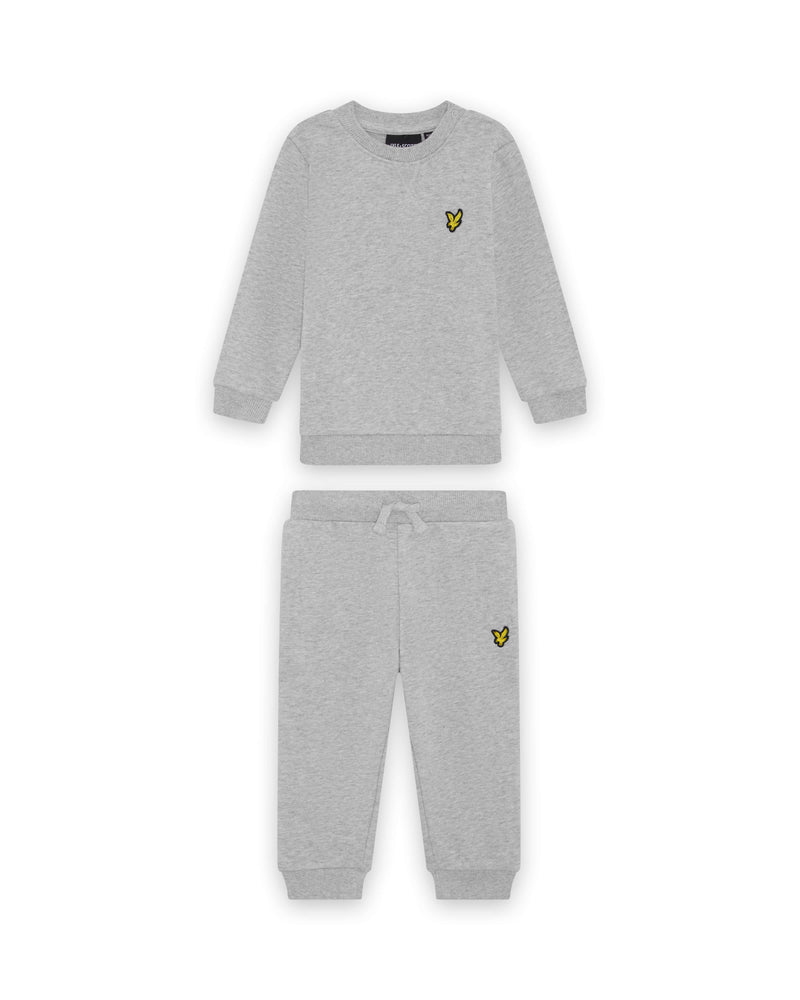 Jongens Crew Neck & Jogger Set van Lyle & Scott in de kleur D24 Light Grey Marl in maat 98.