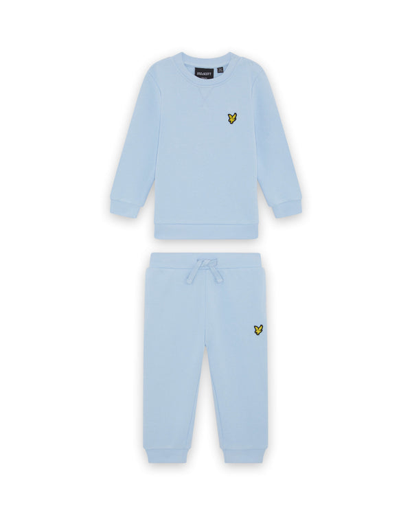 Jongens Crew Neck & Jogger Set van Lyle & Scott in de kleur W487 Light Blue in maat 98.