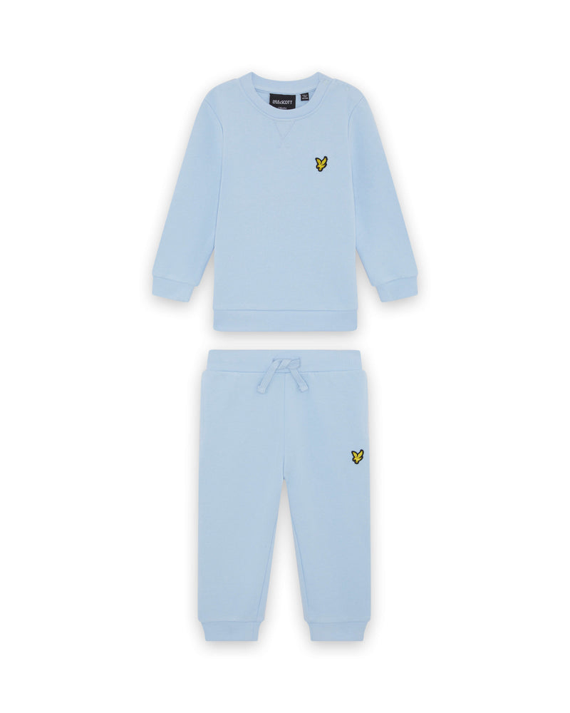 Jongens Crew Neck & Jogger Set van Lyle & Scott in de kleur W487 Light Blue in maat 98.