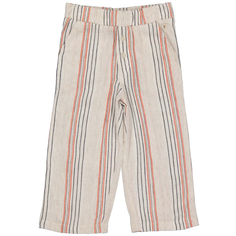 Meisjes Pants MURIELLS241 van Little Levv in de kleur AOP Taupe Stripe in maat 128.