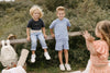 Jongens Sweatshort MYLOLS242 van Little Levv in de kleur Mid Blue in maat 128.